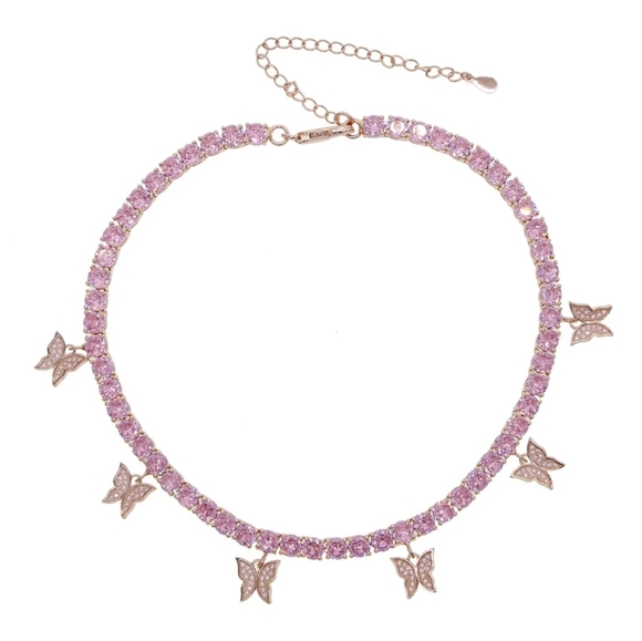 Butterfly pink iced out chain - Picture 2 of 2